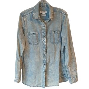Bullhead Denim Acid Wash Denim Shirt Size Medium
